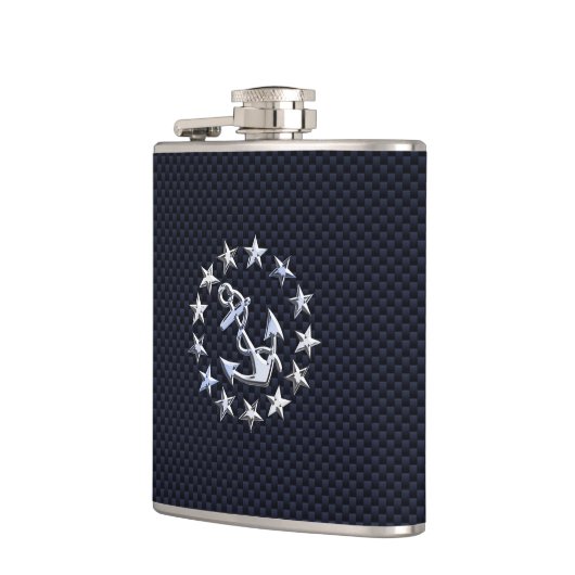 青色炭素繊維クロムヨット航海のフラグプリント フラスク (左)