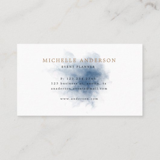 青色煙効果ダブルモノグラム名刺 名刺 (裏面)