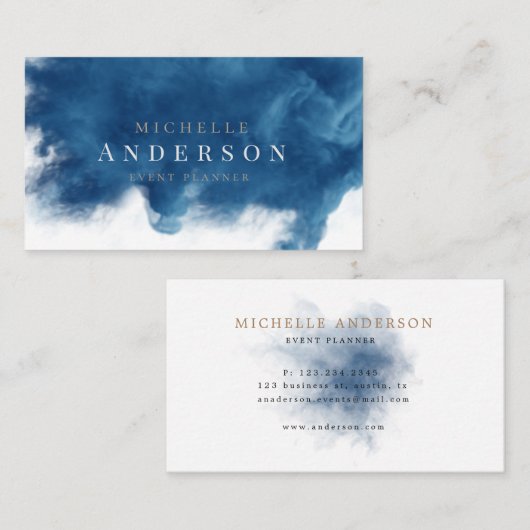 青色煙効果ダブルモノグラム名刺 名刺 (正面/裏面)