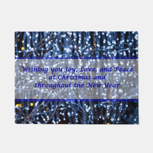 青色照明抽象芸術文字形式 ドアマット (正面)