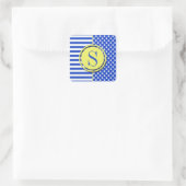 青色王室のの組み合わせ水玉模様とストライプ スクエアシール (バッグ)