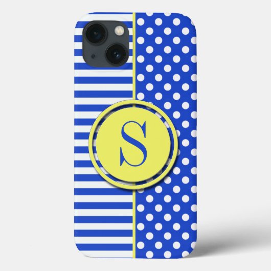 青色王室のの組み合わせ水玉模様とストライプ Case-Mate iPhoneケース (裏面)