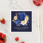 青色王室の黄色金ゴールド金属フローラ結婚昼寝 スタンダードカクテルナプキン (インサイチュ)