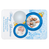 青色白色ダブルフォトクリスマスオーナメントマグネット マグネット (横)