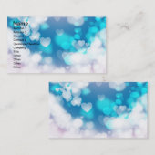 青色白色ハート層《写真》ぼけ味デジタル壁紙 名刺 (正面/裏面)