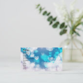 青色白色ハート層《写真》ぼけ味デジタル壁紙 名刺 (スタンド正面)