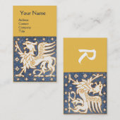 青色白色金ゴールドファンタジーグリフィンモノグラム 名刺 (正面/裏面)