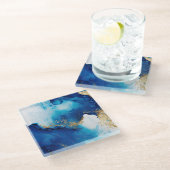 青色白金ゴールド注入 ガラスコースター (アングル)