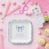 青色磁器ボウフローラトイル男の赤ちゃんシャワー ペーパープレート (パーティー)