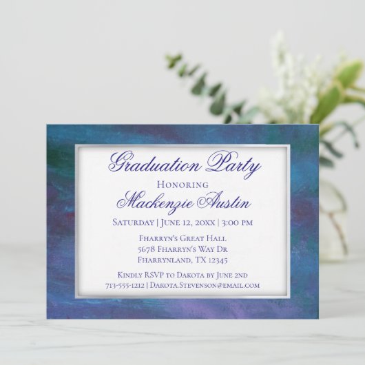 青色経グラデーション験 |紫ターコイズ 招待状 (スタンド正面)