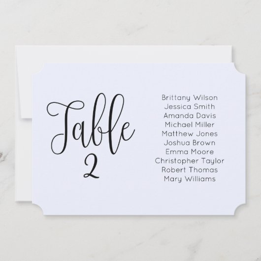 青色結婚の座席表。横モダン面 招待状 (正面)