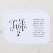 青色結婚の座席表。横モダン面 招待状 (正面/裏面)