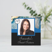 青色結晶写真テンプレートsweet sixteen 招待状 (スタンド正面)