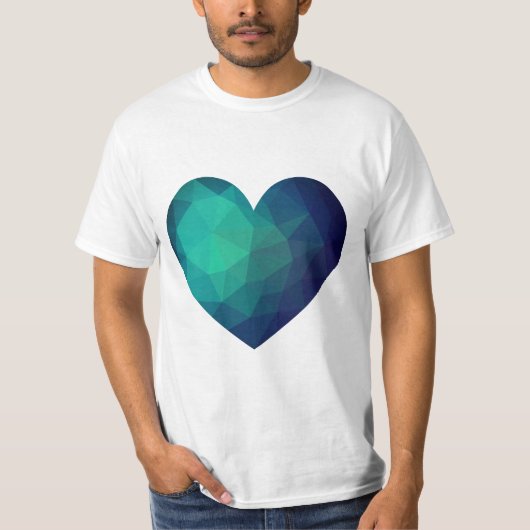青色結晶幾何学ハート Tシャツ (正面)