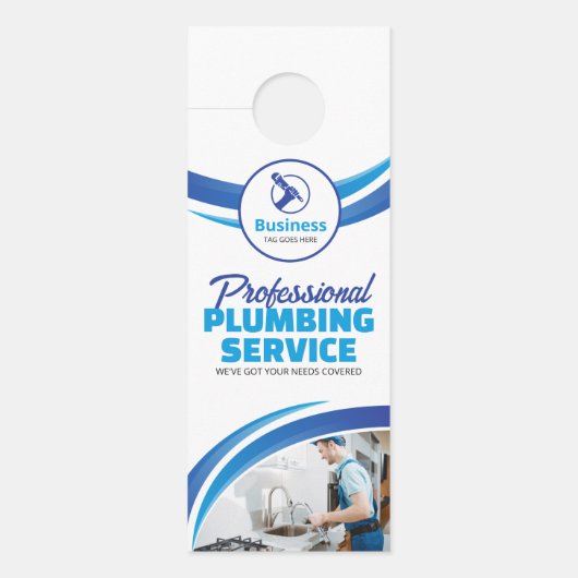 青色給排水衛生設備配管修理配管工事請負業者 ドアノブサイン (正面)