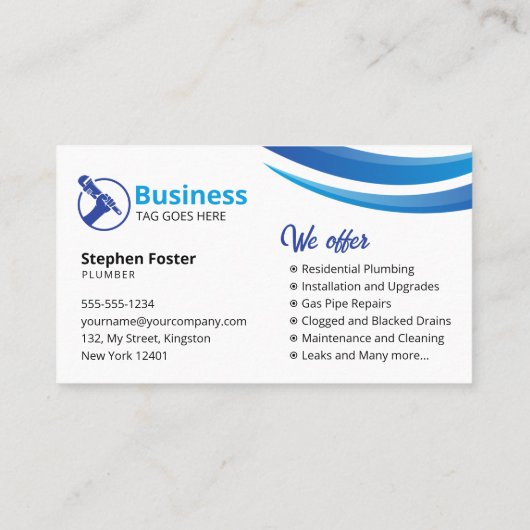 青色給排水衛生設備配管修理配管工事請負業者 名刺 (裏面)