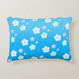 青色花フローラグラデーションカラフルパターン アクセントクッション