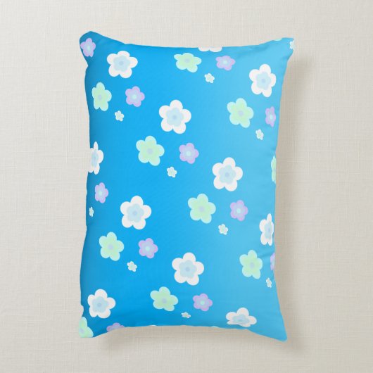 青色花フローラグラデーションカラフルパターン アクセントクッション (裏面(縦))