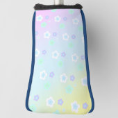 青色花フローラグラデーションカラフルパターン ゴルフヘッドカバー (回転90)