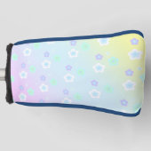 青色花フローラグラデーションカラフルパターン ゴルフヘッドカバー (正面)