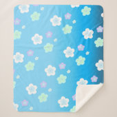 青色花フローラグラデーションカラフルパターン シェルパブランケット (正面)