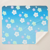 青色花フローラグラデーションカラフルパターン シェルパブランケット (正面(横))