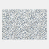 青色花ヴィンテージフローラモリス模様 ラッピングペーパーシート (正面2)