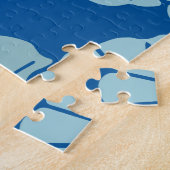 青色花日本の柄イラストレーション ジグソーパズル (側面)