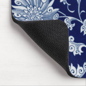 青色花柄ヴィンテージ中国のオーナメント マウスパッド (コーナー)