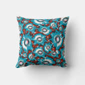 青色花柄 クッション (裏面)