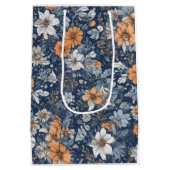 青色花柄 ミディアムペーパーバッグ (裏面)