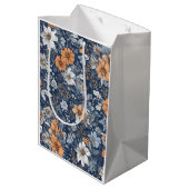 青色花柄 ミディアムペーパーバッグ (裏面アングル)