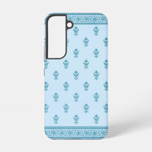 青色花柄 SAMSUNG GALAXYケース (裏面)