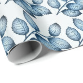 青色葉柄光沢ラッピング紙 ラッピングペーパー (ロールコーナー)