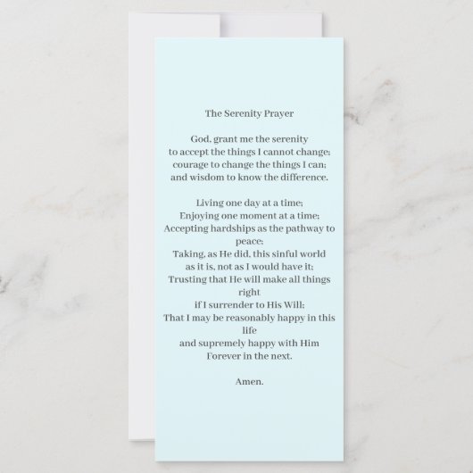 青色葬儀記念祈りの言葉しおりカード (裏面)