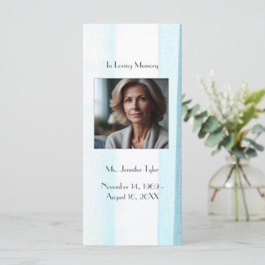 青色葬儀記念祈りの言葉しおりカード (スタンド正面)