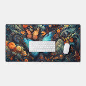 青色蝶の(昆虫)オオカバマダラ、モナークと野生の花 デスクマット (キーボード&マウス)