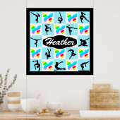 青色蝶パーソナライズされた体操ポスター ポスター (キッチン)