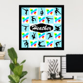 青色蝶パーソナライズされた体操ポスター ポスター (ホームオフィス)