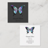 青色蝶ライフコーチセラピスト自筆証書 スクエア名刺 (正面/裏面)