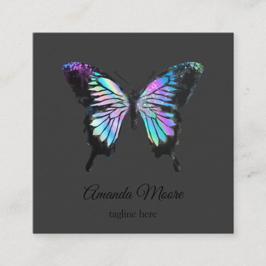 青色蝶ライフコーチセラピスト自筆証書 スクエア名刺 (正面)