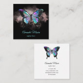 青色蝶ライフコーチセラピスト自筆証書 スクエア名刺 (正面/裏面)