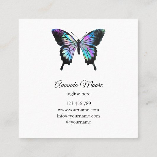 青色蝶ライフコーチセラピスト自筆証書 スクエア名刺 (裏面)