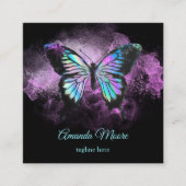 青色蝶ライフコーチセラピスト自筆証書 スクエア名刺 (正面)