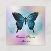 青色蝶ライフコーチセラピスト自筆証書 スクエア名刺 (正面)