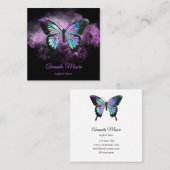 青色蝶ライフコーチセラピスト自筆証書 スクエア名刺 (正面/裏面)