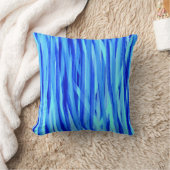 青色装飾用クッション水彩スタイルストライプ クッション (ブランケット)