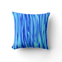 青色装飾用クッション水彩スタイルストライプ