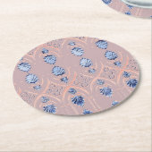 青色赤面花柄 ラウンドペーパーコースター (アングル)