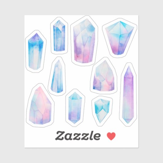 青色輝く結晶 シール (シート)